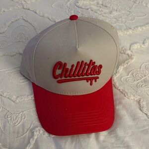 Chillitas Two-Tone Baseball Cap in Beige and Red